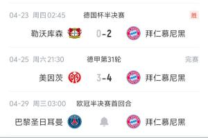 状态神勇！拜仁德甲让三追四+各项赛事9连胜 下周中欧冠将战巴黎