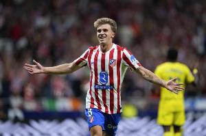 即将对阵阿森纳！马竞官方：巴里奥斯左大腿肌肉不适